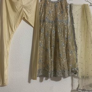 Pajami suit 38 shirt Pajami 44 sequin and stud work on both sides of kameez